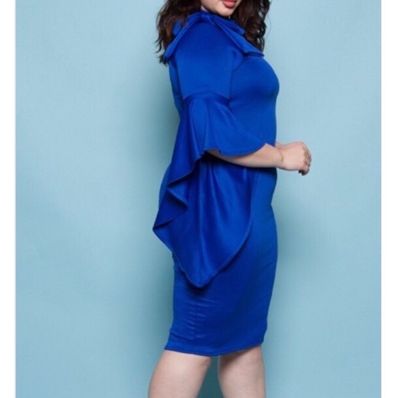 Quum | Patty Royal Blue Plus Size Ribbon Dress - Picture 2 of 3